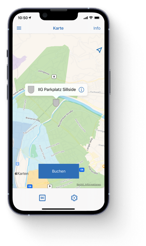 HANDYPARKEN Applikation auf Mobiltelefon