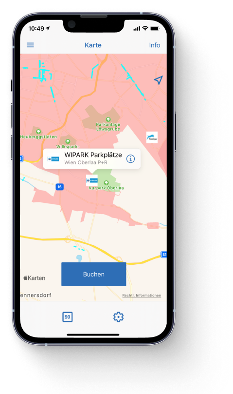 HANDYPARKEN Applikation auf Mobiltelefon