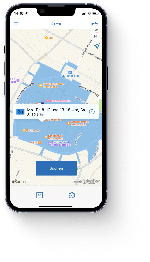 handyparken App Karte St. Pölten