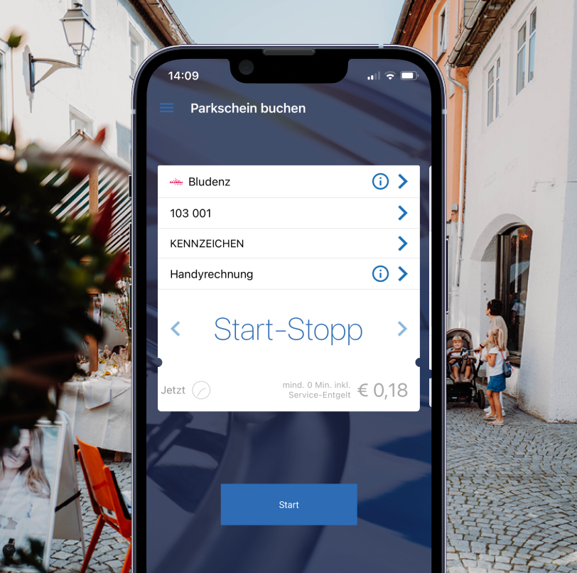 HANDYPARKEN Applikation auf Mobiltelefon