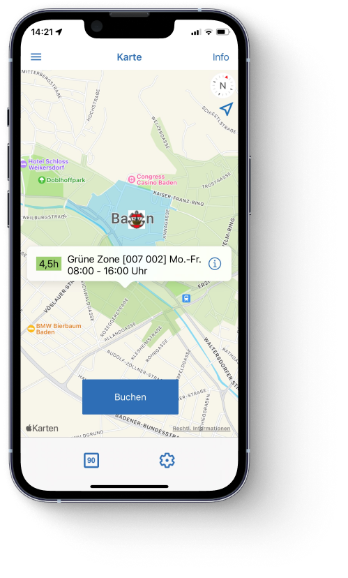 HANDYPARKEN Applikation auf Mobiltelefon