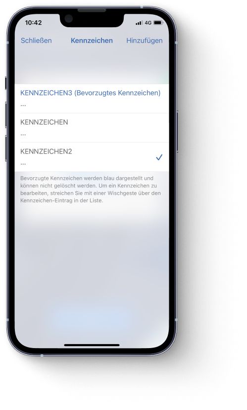 HANDYPARKEN Applikation auf Mobiltelefon