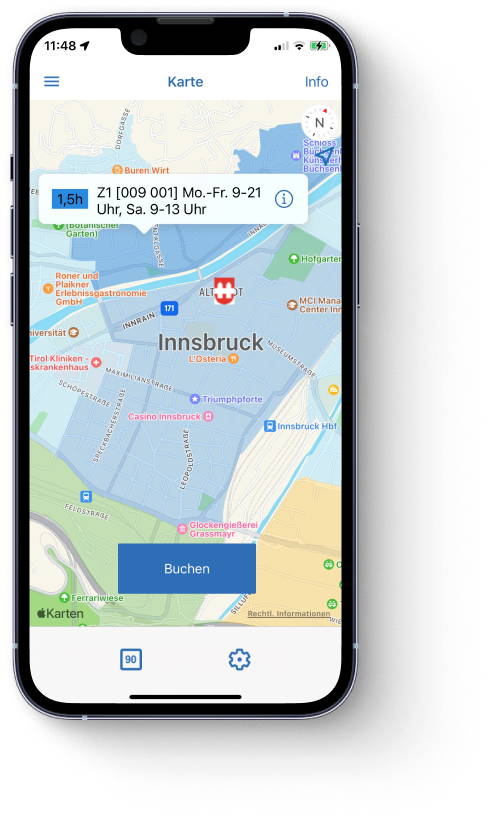 HANDYPARKEN Applikation auf Mobiltelefon