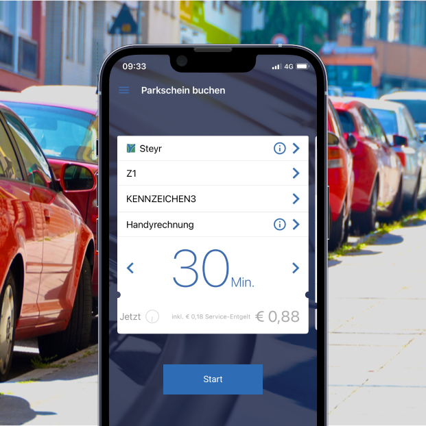 HANDYPARKEN Applikation auf Mobiltelefon