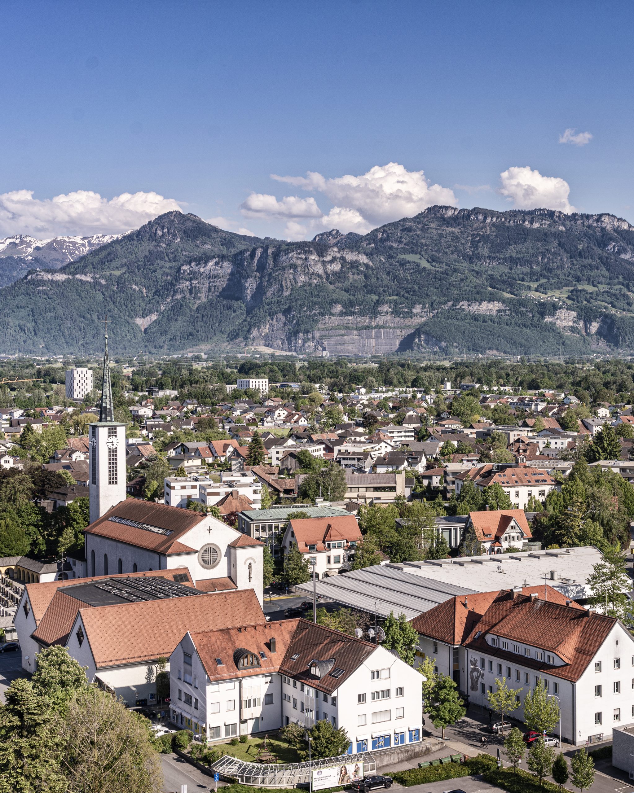 Ansicht von Lustenau in Vogelperspektive