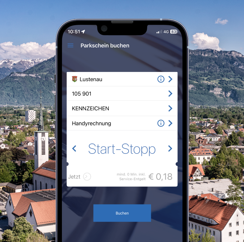 HANDYPARKEN Applikation auf Mobiltelefon