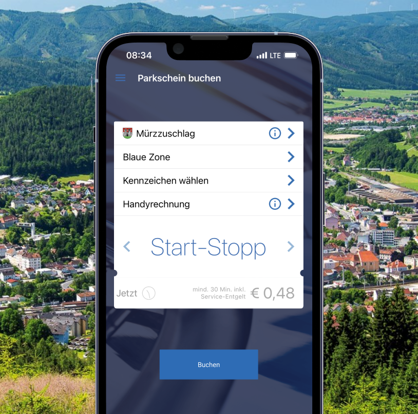 HANDYPARKEN Applikation auf Mobiltelefon