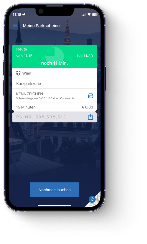 HANDYPARKEN Applikation auf Mobiltelefon